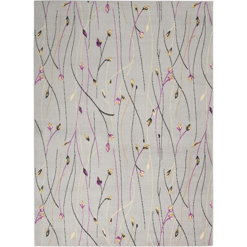 Handmade Medium Grey Floral Synthetic 5' x 7' Area Rug