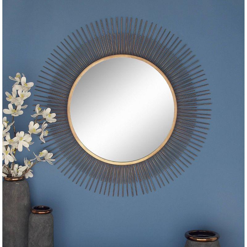 36" Metal Starburst Wall Mirror Gold - Olivia & May: Iron Frame, No Assembly, Modern Decor