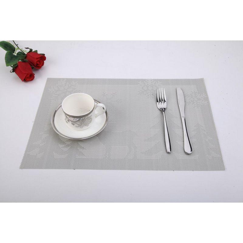 Deer Jacquard 12" x 18" In. PVC Fiber Woven Non-Slip Washable Placemat Set of 4