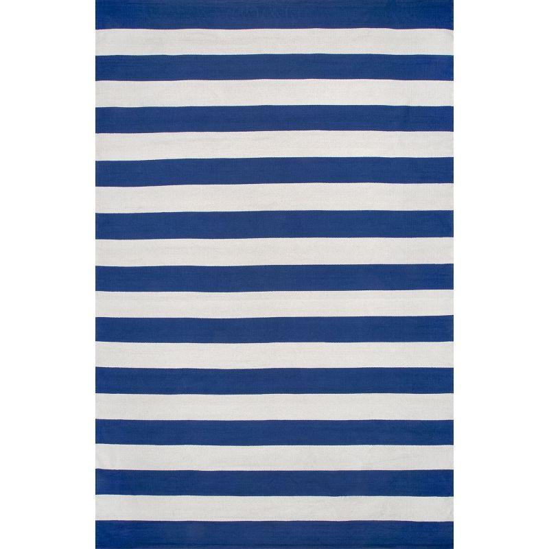 Sleek Cotton Stripe Charm Area Rug, 6' x 9', Blue