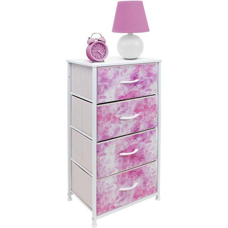 Sorbus 4 Drawers Chest Nightstand - Storage for Closet, Home, College Dorm - Features Steel Frame, Wood Top, & Fabric Bins