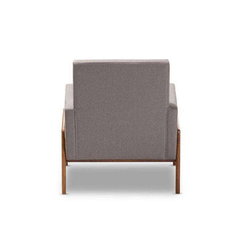 Perris Mid-Century Modern Gray Faux Leather Wood Accent Chair