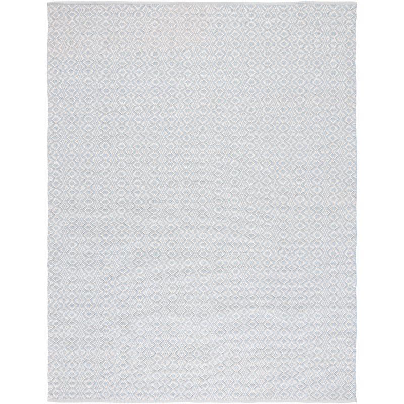 Coastal Charm Ivory & Light Blue Handwoven Cotton Rug 8' x 10'