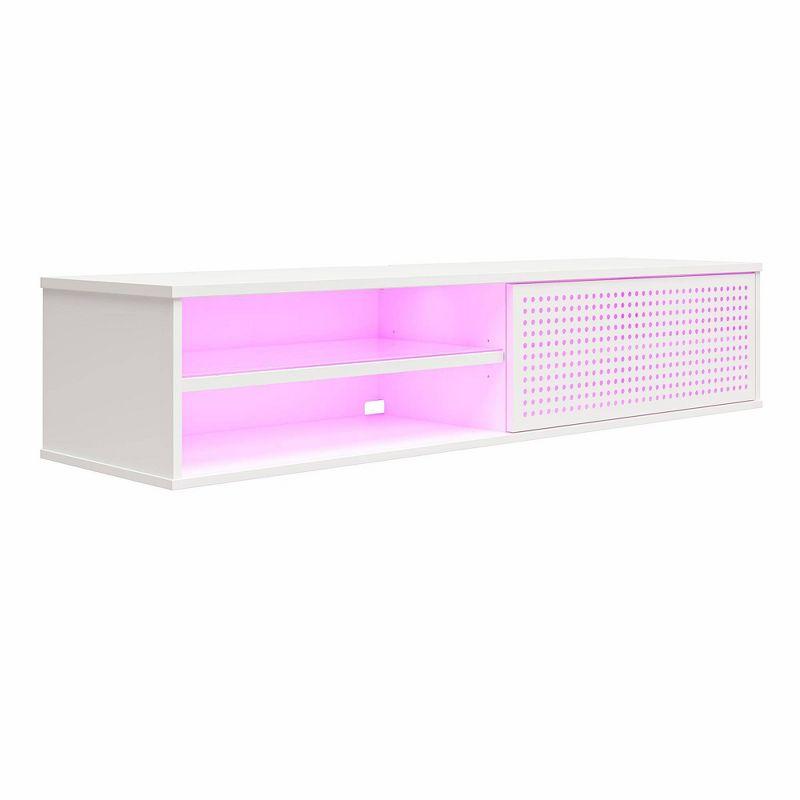 Glitch Floating TV Stand for TVs up to 60" White - NTENSE: Modern Media Console, MDF, 95 lbs Capacity