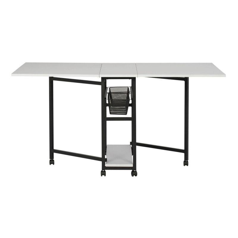 30&#34; Fixed Height Mobile Fabric Cutting Table with Storage Charcoal/White - Sew Ready