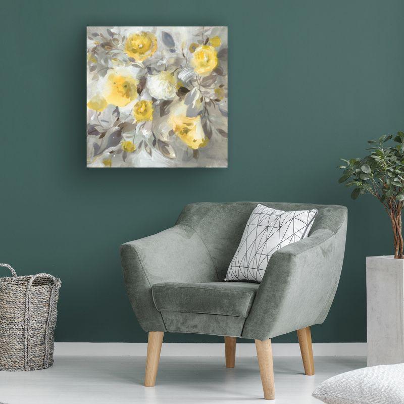 Trademark Fine Art -Danhui Nai 'Floral Uplift Yellow Gray' Canvas Art