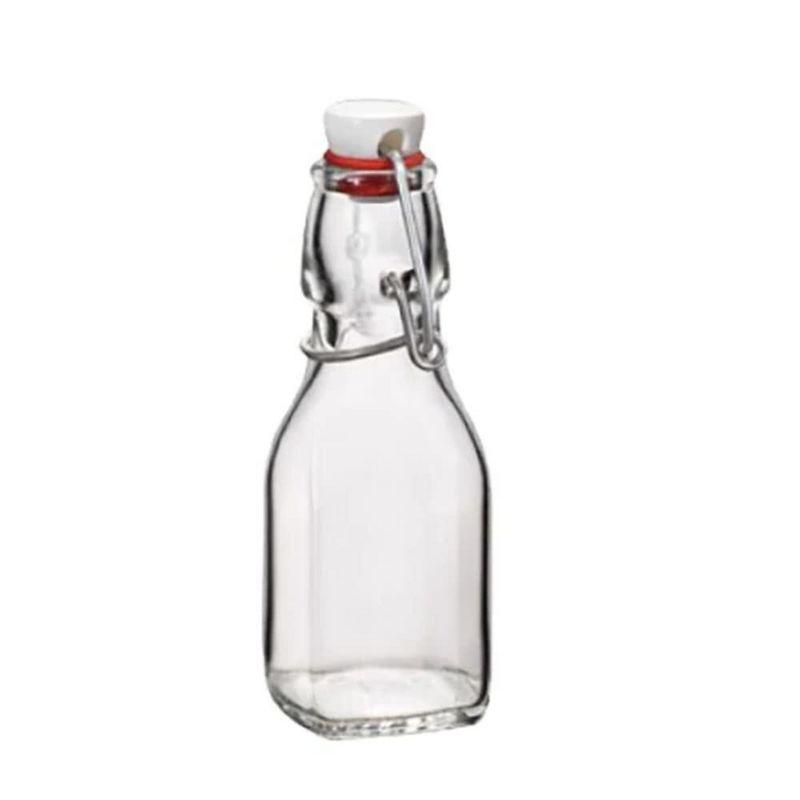Bormioli Rocco Swing Bottle - 4.25 oz, Recyclable Glass with Airtight Seal - BPA-Free & Dishwasher Safe - Leakproof, Stain Proof Food Storage