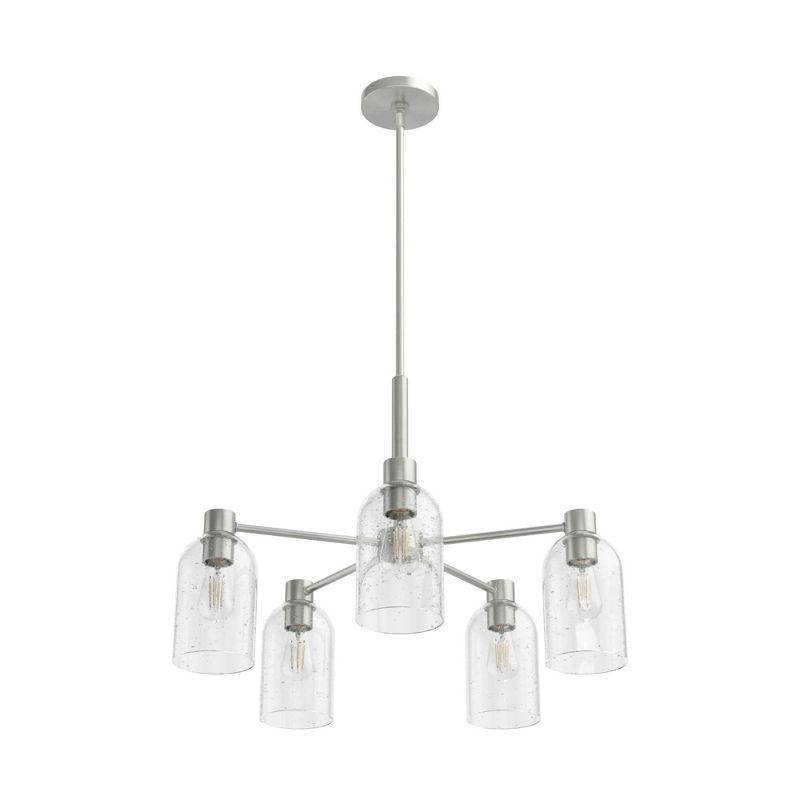 Lochemeade 5-Light Brushed Nickel Seeded Glass Chandelier