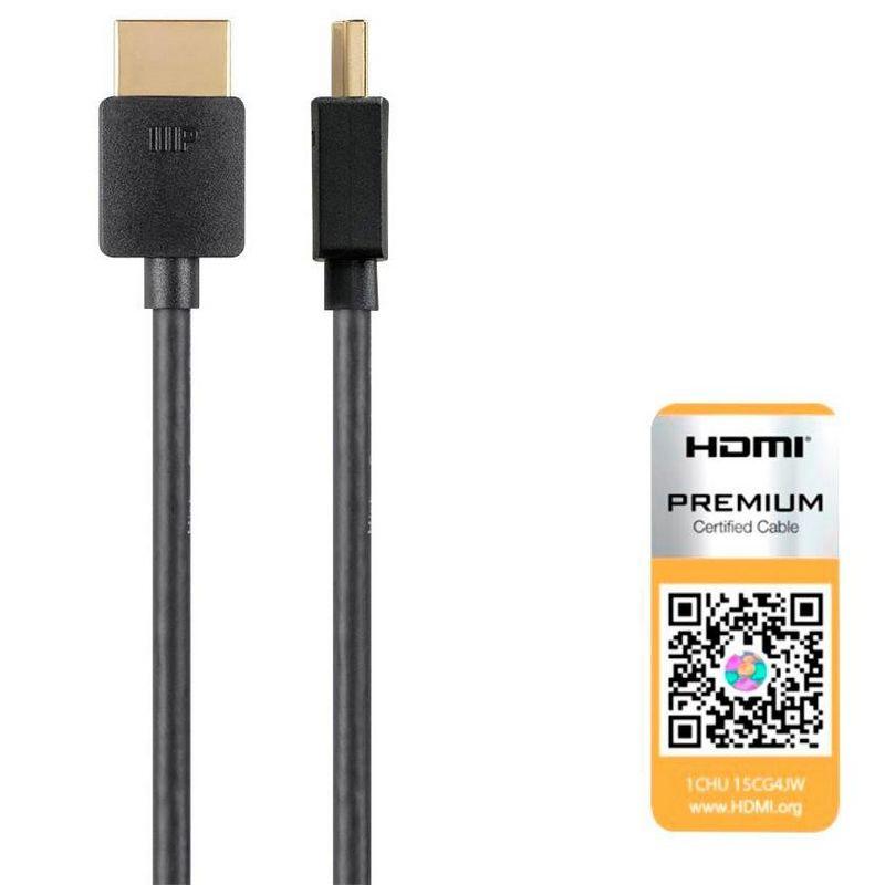 Monoprice HDMI Cable - 1 Feet - Black| Certified Premium, 4K@60Hz, HDR, 18Gbps, 36AWG, YUV, 4:4:4, Compatible with UHD TV and More - Ultra Slim Series