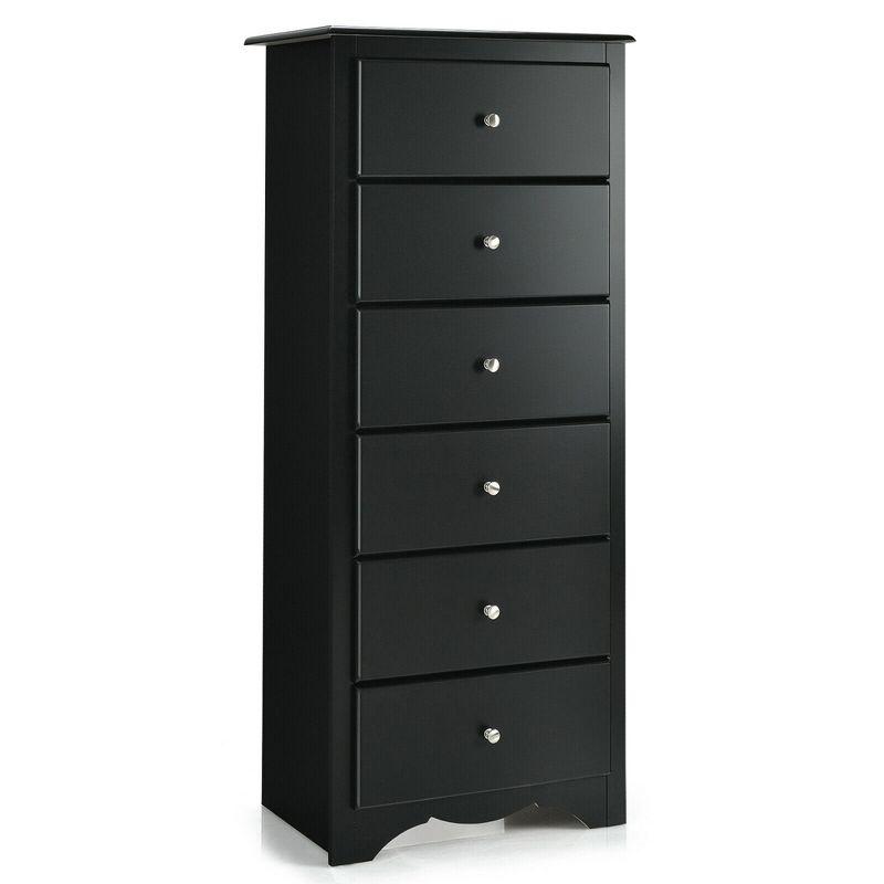 Black Vertical 6-Drawer MDF Storage Chest