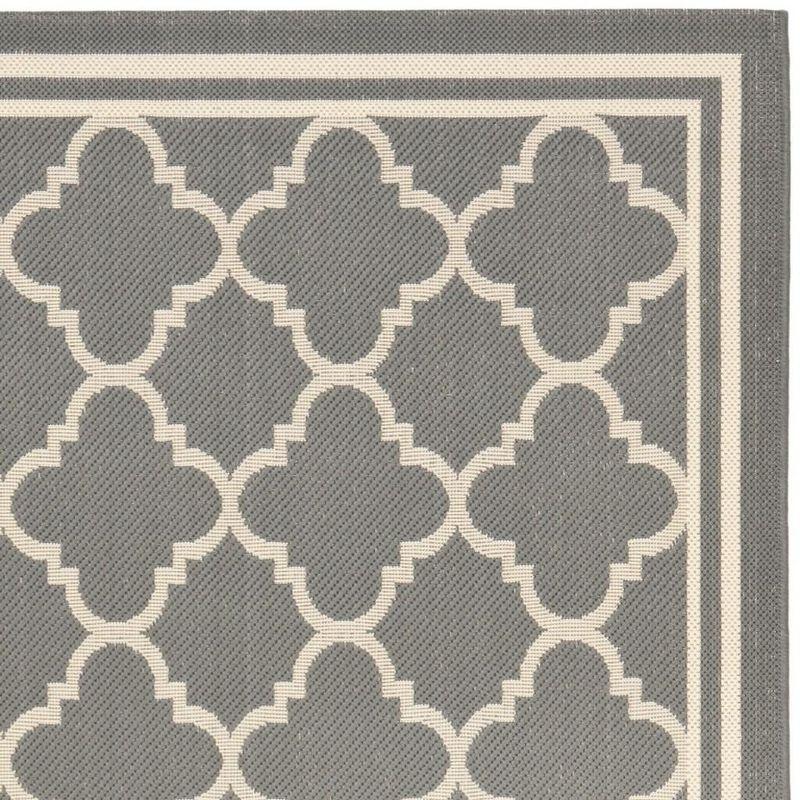 Anthracite Gray and Beige Synthetic Outdoor Area Rug