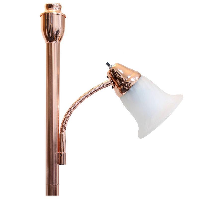 Torchiere Floor Lamp with Reading Light and Marble Glass Shade Rose Gold - Lalia Home: Adjustable, UL Listed, Metal Base