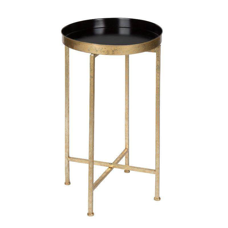 Kate and Laurel Celia Round Metal Tea Table, 14x14x25.75, Gold and Black