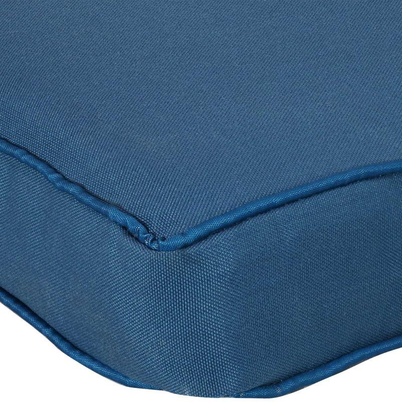 Plush Rectangle Outdoor Bench Cushion in Vibrant Blue Polypropylene