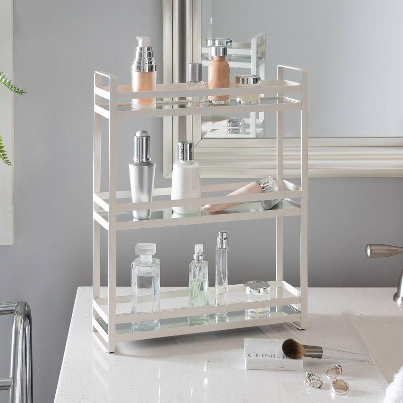 White 3-Tier Slim Wire Frame Vanity Spice Rack