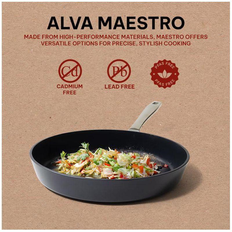 Alva Maestro Ceramic Nonstick Frying Pan Skillet Non Toxic Omelette Pan Kitchen Cookware PFAS, PFOA & PFTE Free, for Cooking Pan Set, Induction Safe, Add to Your Pots and Pans Set Cookware
