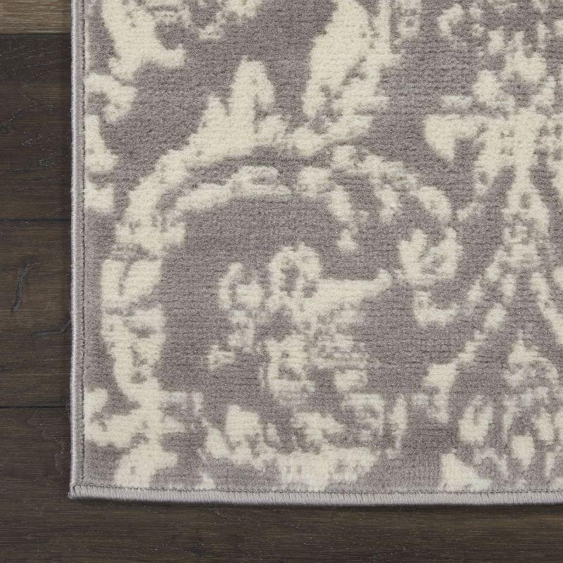 Nourison Jubilant 2'3" x 7'3" (7' Runner) Grey Area Rug Farmhouse Vintage Damask by Nourison