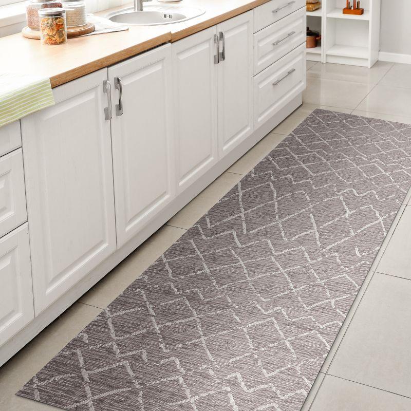 2' x 8' Madaba Moroccan Trellis Indoor/Outdoor Runner Rug, Gray/Cream - JONATHAN Y