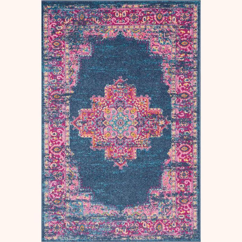 Nourison Passion Medallion Bohemian Indoor Rug Blue 3'9" x 5'9"