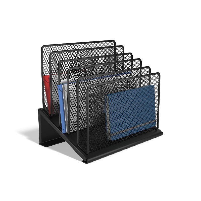 Matte Black Metal Mesh 5-Compartment File Organizer