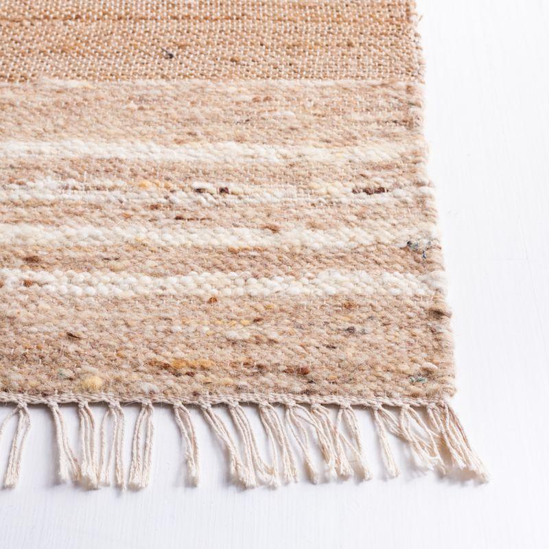 Ivory and Natural Striped Handwoven Wool Area Rug