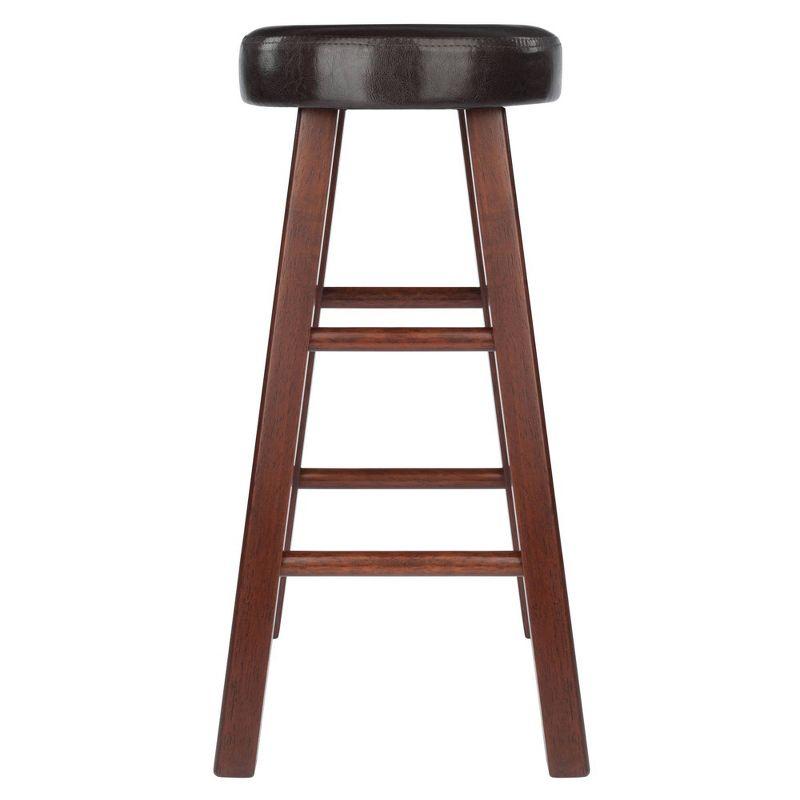 24" 2pc Maria Cushioned Counter Height Barstools Walnut/Espresso - Winsome: Faux Leather, Solid Wood Frame, Footrests