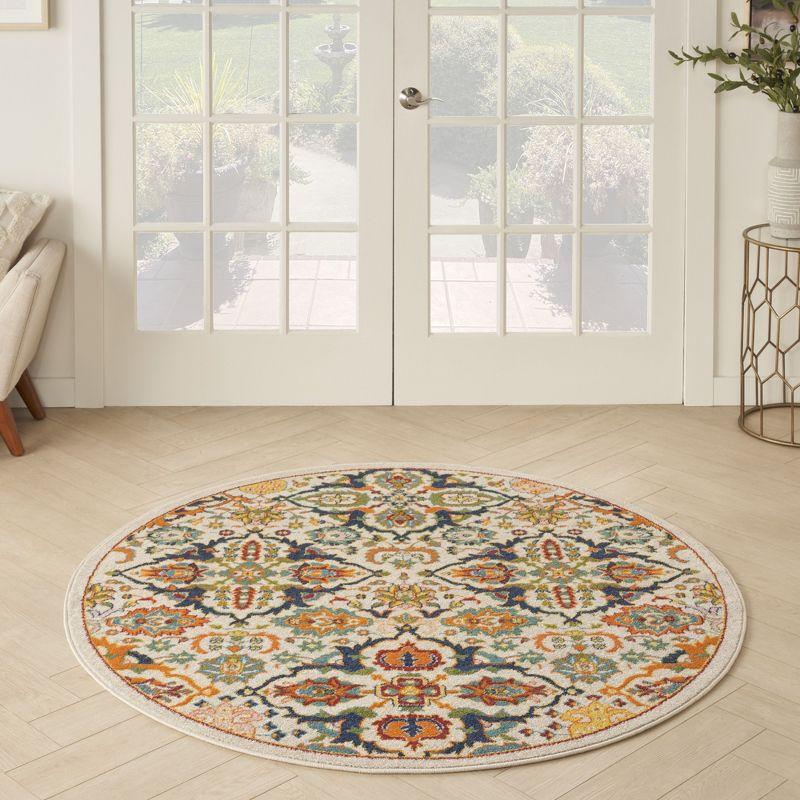 Nourison Allur Boho Indoor Area Rug Ivory Multicolor 5'3" x Round
