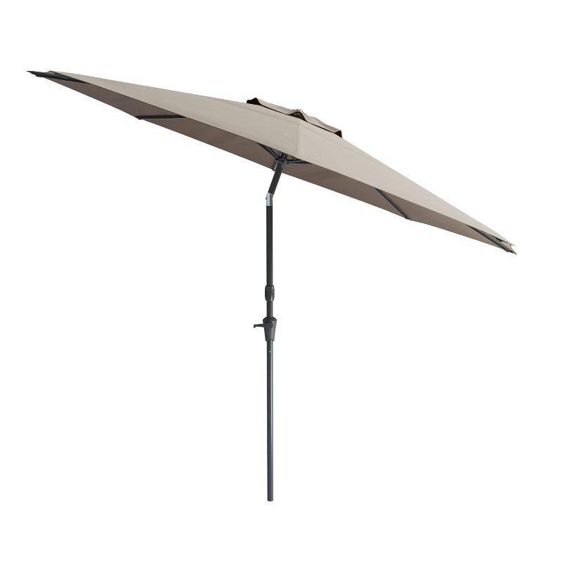 10' x 10' Tilting Market Patio Umbrella Sand Gray - CorLiving: UV & Weather-Resistant, Steel Frame, Crank Lift