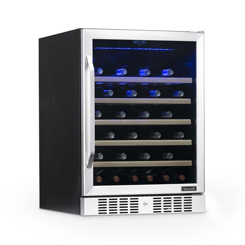 Newair 24" Built-in 52 Bottle Wine Refrigerator in Stainless Steel with Precision Digital Thermostat and Beechwood Shelves