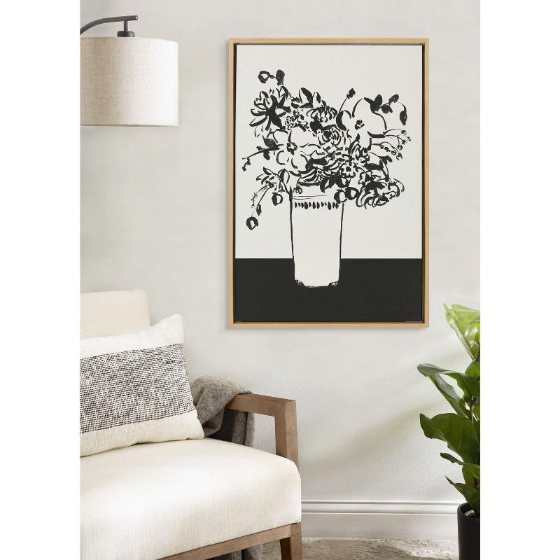 Kate and Laurel Sylvie 1043 Black and White Vase Framed Canvas by Teju Reval of SnazzyHues