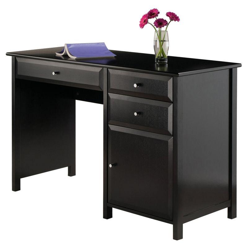 Winsome Transitional Black Wood Home Office Desk with Filing Cabinet