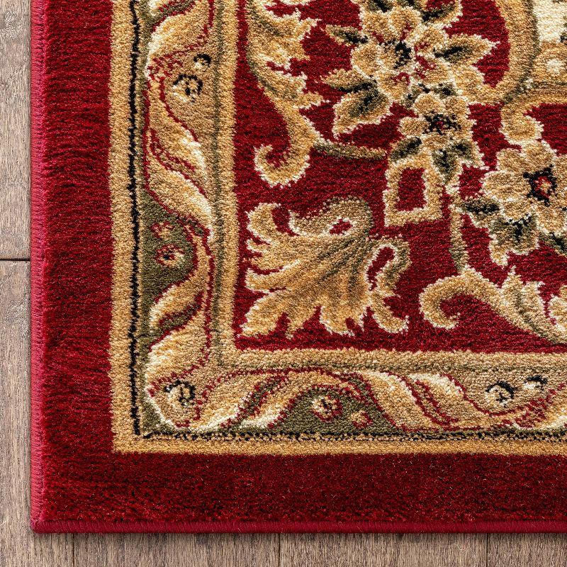 Well Woven Pastoral Medallion French European Floral Formal Traditional Modern Classic Thick Soft 5'3" x 7'3" Red Area Rug