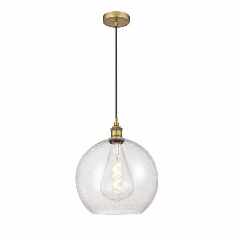 Athens Brushed Brass Mini Pendant with Seedy Glass Shade