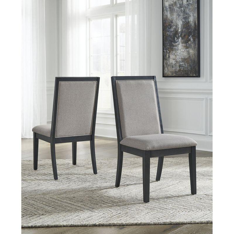 Gray Upholstered Wood Frame Dining Side Chair Set