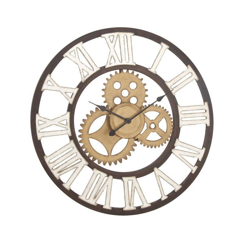 Brown and Black 30" Industrial Gear Wall Clock