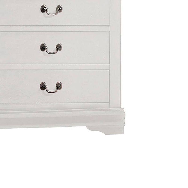 31" Louis Philippe Chest White - Acme Furniture: Brushed Nickel Hardware, 5 Drawers