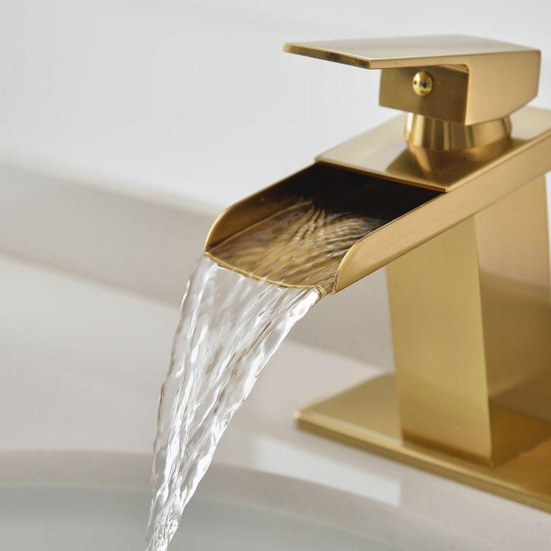 Gold Polished Brass Single-Handle Waterfall Bathroom Faucet