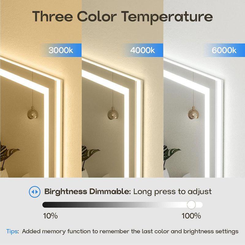 USHOWER 28x36 Inches LED Lighted Bathroom Mirror - Frontlit & Backlit, Anti-Fog, Adjustable Brightness and Color - Safety Tempered Glass Vanity Mirror