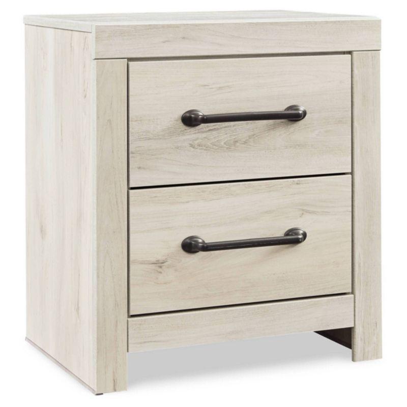 Cambeck Nightstand White - Signature Design by Ashley: Industrial Style Bedside Table with USB Ports & Storage