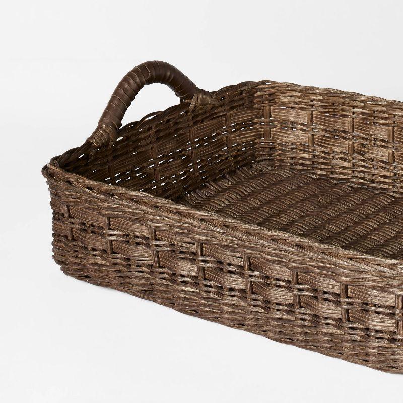 Rattan Decorative Tray with Leather Handles Dark Brown - Threshold™ designed with Studio McGee