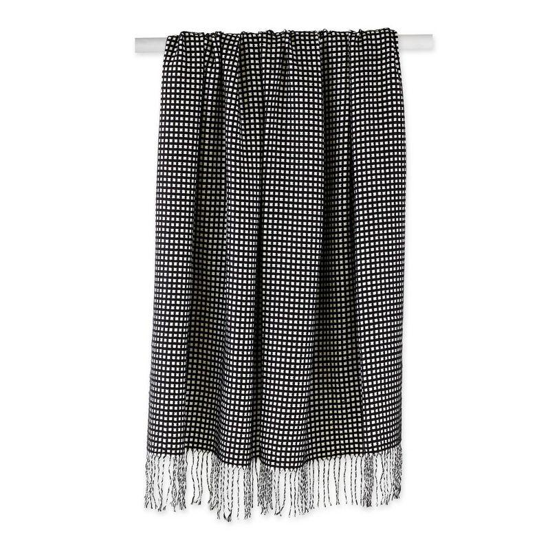 50"x60" Waffle Knit Throw Blanket Black/White - Design Imports: Midweight, Hypoallergenic, Machine Washable