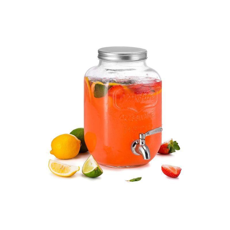 Kook Glass Beverage Dispenser, 1 Gallon, Silver