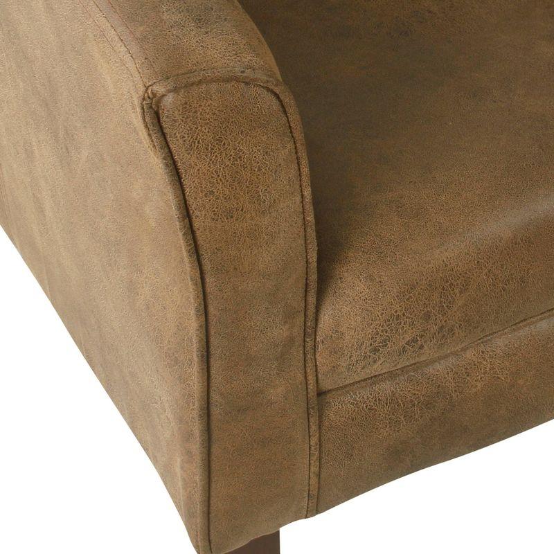 Flax Brown Faux Leather Modern Barrel Accent Chair