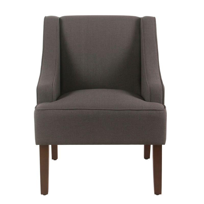 Elegance in Charcoal: Dark Gray Swoop Arm Wood Accent Chair