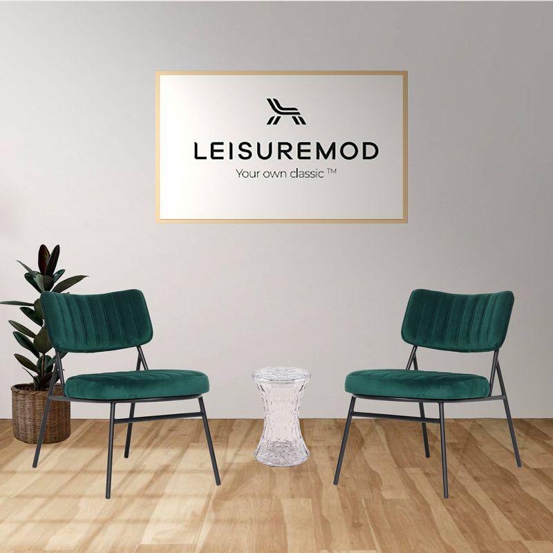 LeisureMod Marilane Velvet Accent Chair with Cushioned Upholstery for Living Rooms, Offices, and Lounges in Emerald Green