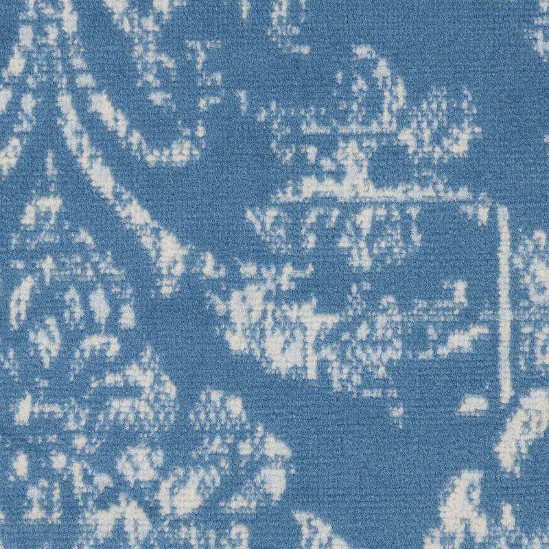 Nourison Jubilant 5'3" x ROUND (5' Round) Blue Area Rug Farmhouse Vintage Damask by Nourison
