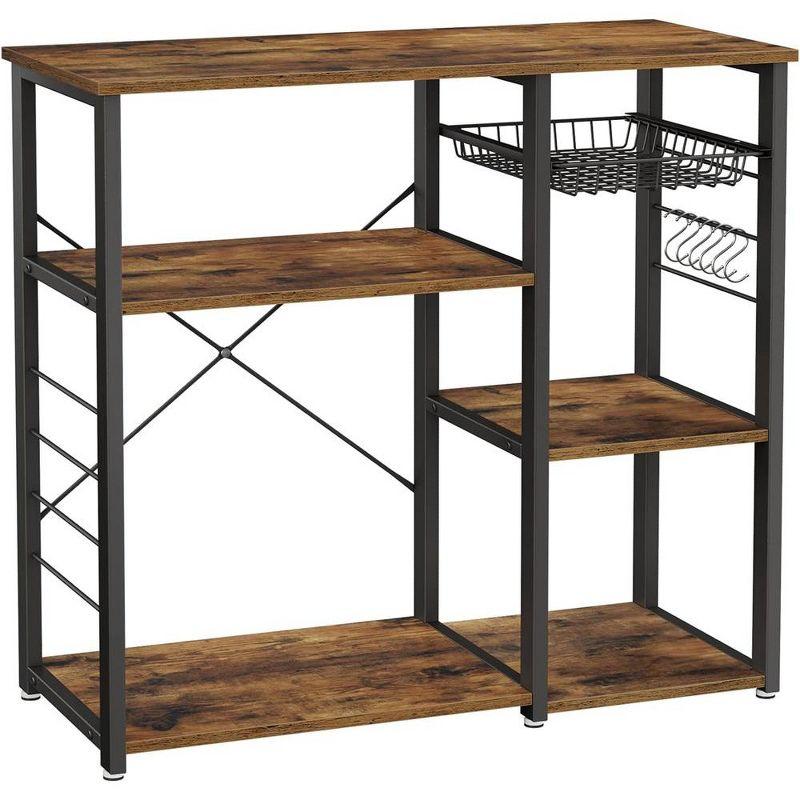 VASAGLE Rustic Brown Kitchen Bakers Rack with Storage