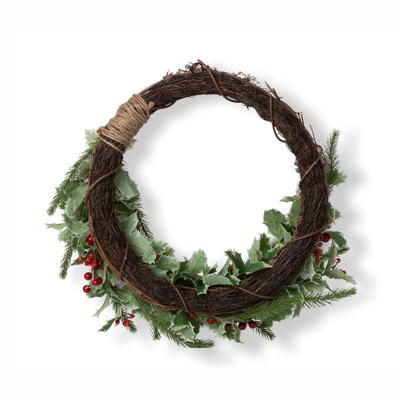 Park Hill Collection Christmas Cheer Holly and Pine Vine Wreath