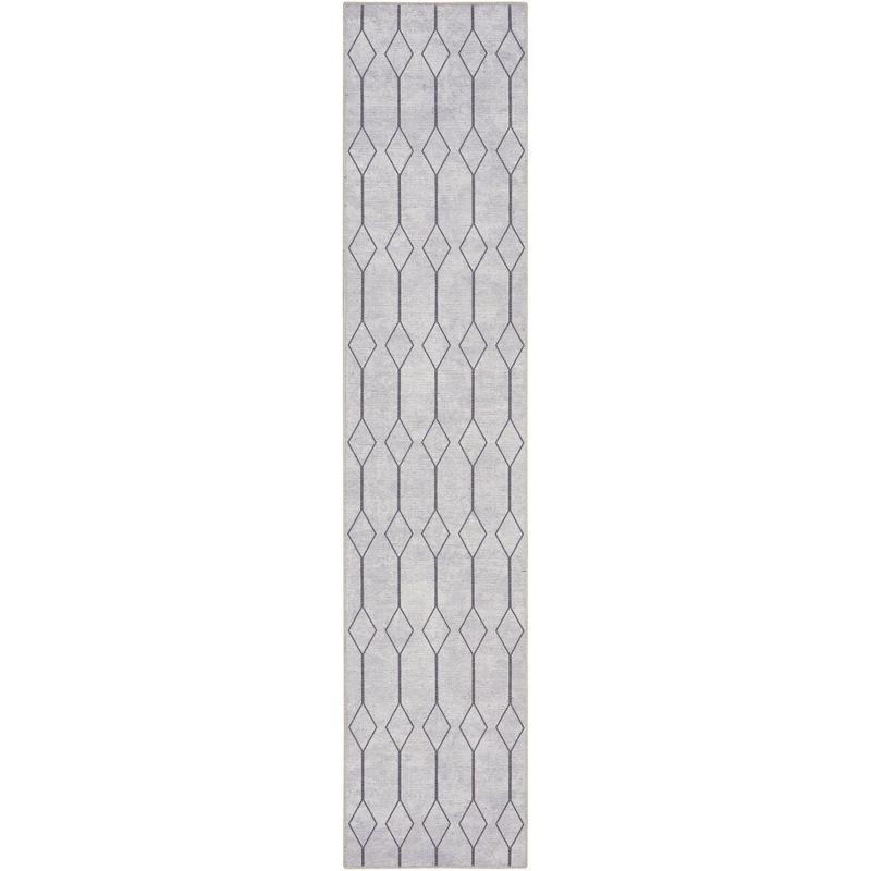 Pymble Geometric Machine Washable Area Rug in Ivory/Grey