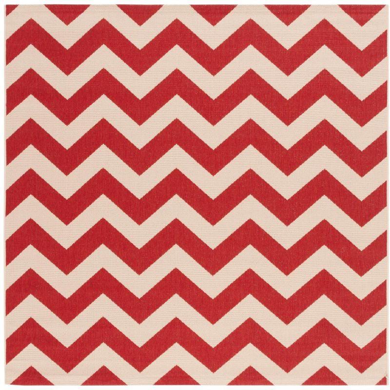 Courtyard CY6244 Power Loomed Indoor and Outdoor Area Rug - Red - 4'x4' - Safavieh